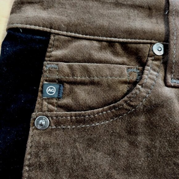 AG Adriano Goldschmied BROWN VELVET MARI TUXEDO STRIPE CROPPED JEANS 26 (S) NWOT - Picture 5 of 8